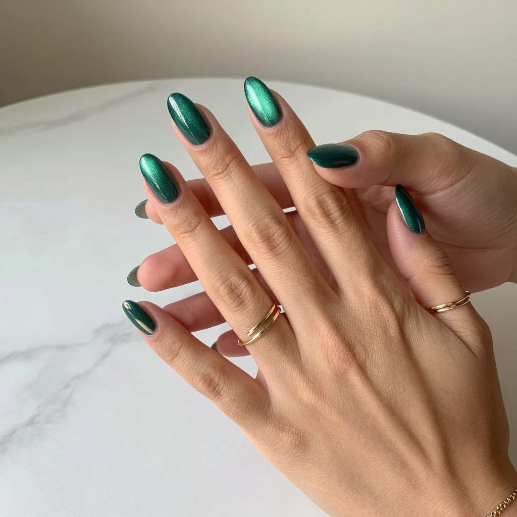 Emerald Cat Eye Nails