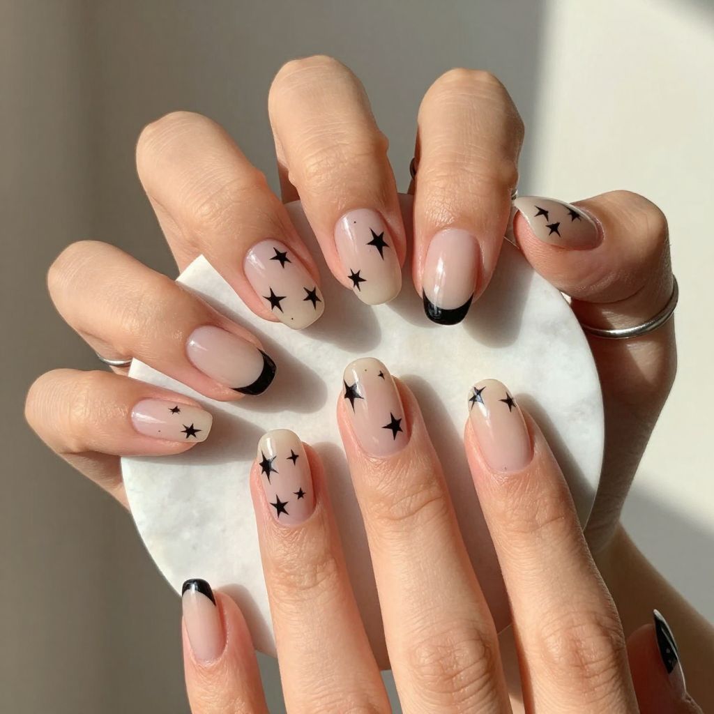 Minimal Black Star Outlines