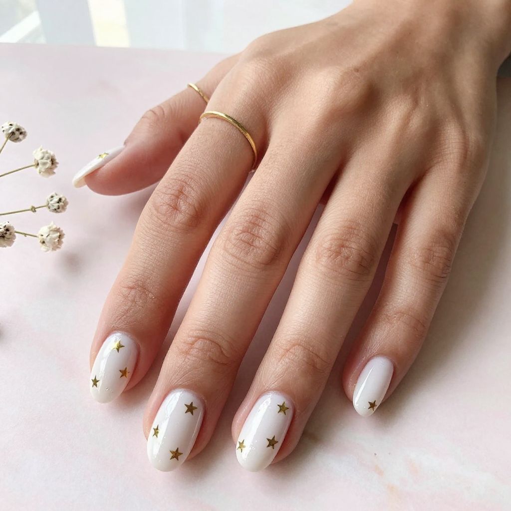 Milky White Star Tips