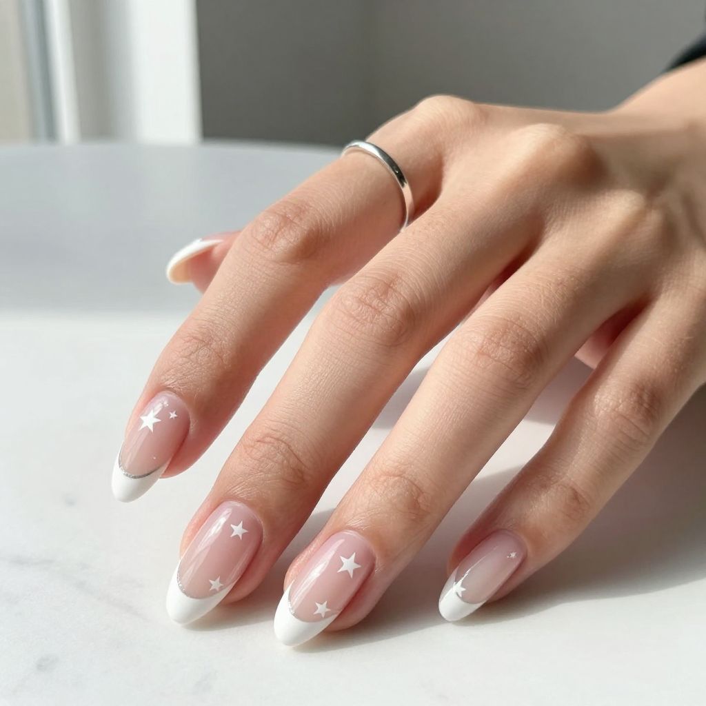 French Tips With Star Accents