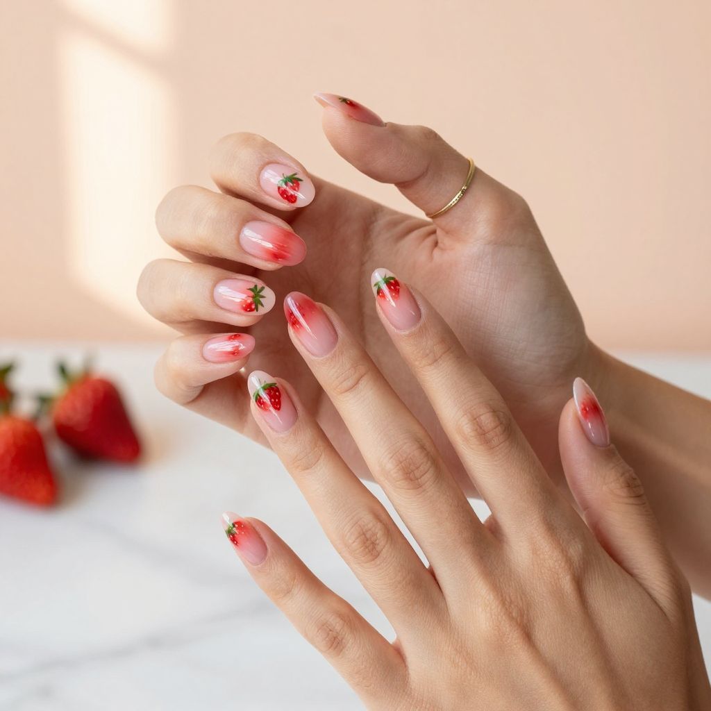 Strawberry Aura Nails