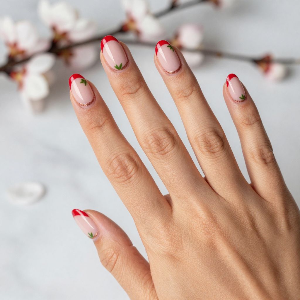 Strawberry French with Glitter