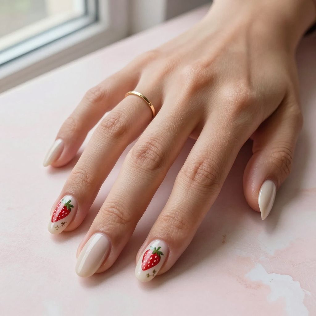 Strawberry Patch Accent Nails