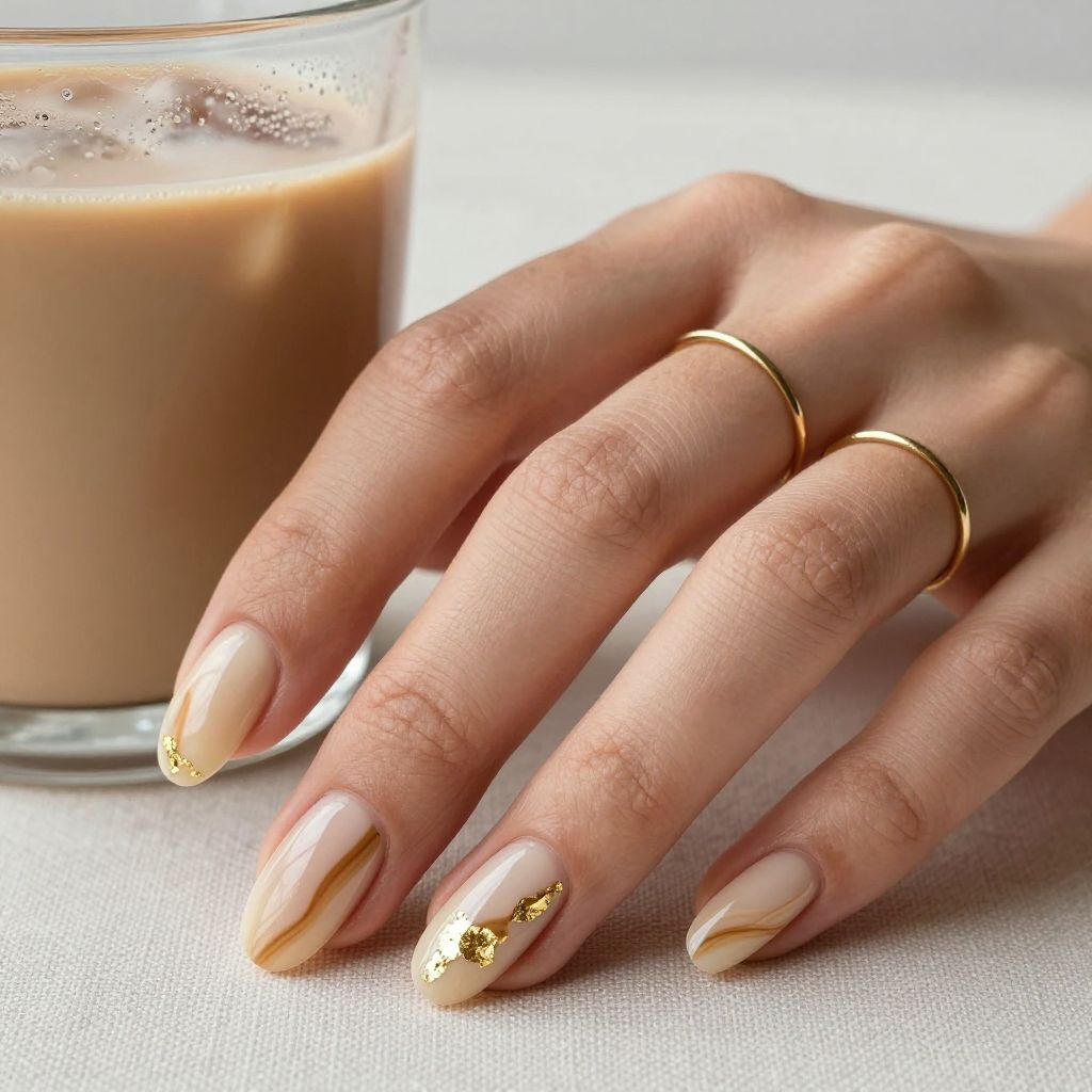 Iced latte swirl acrylic nails