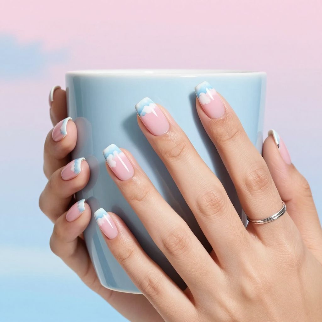 Pastel cloud tip acrylic nails