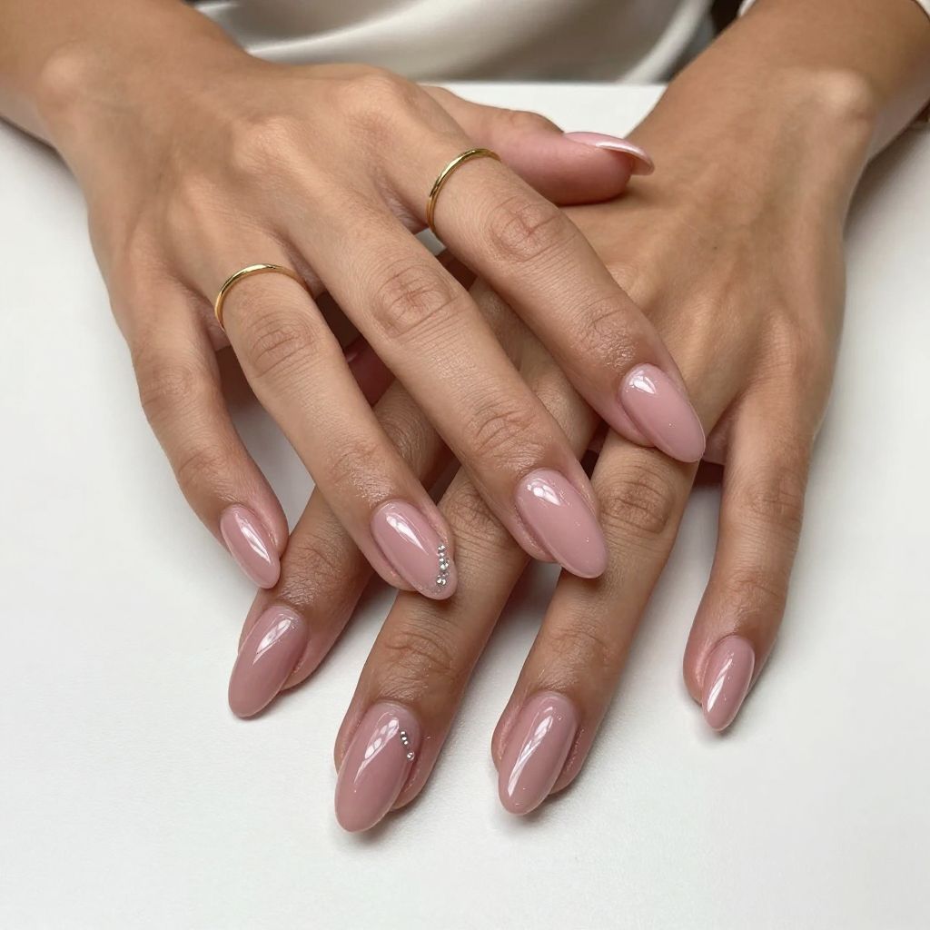 Pink Chrome Almond Nails