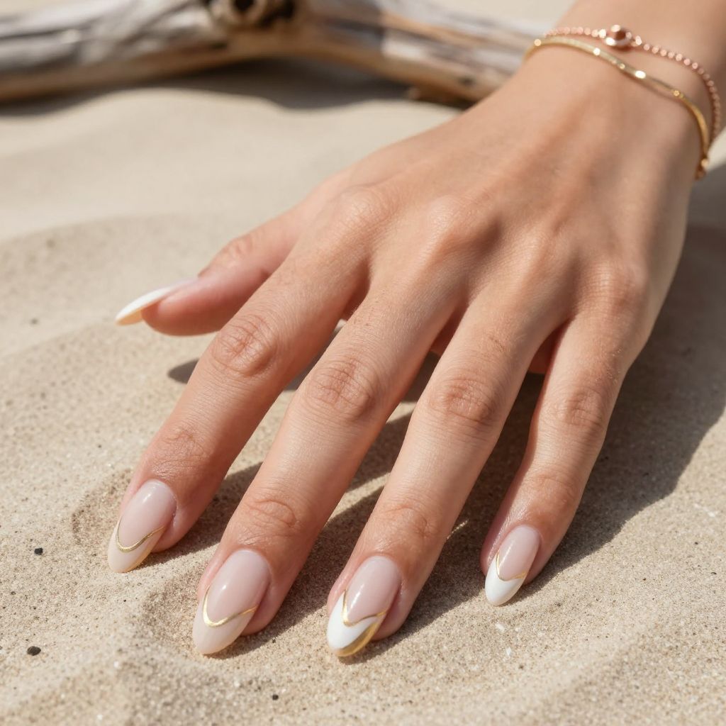 Nude Waves Almond Nails