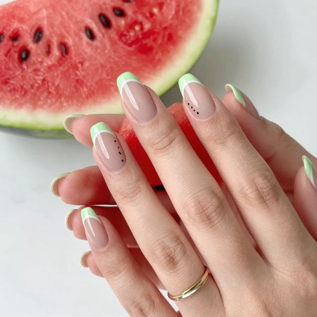 Watermelon Pop Almond Nails
