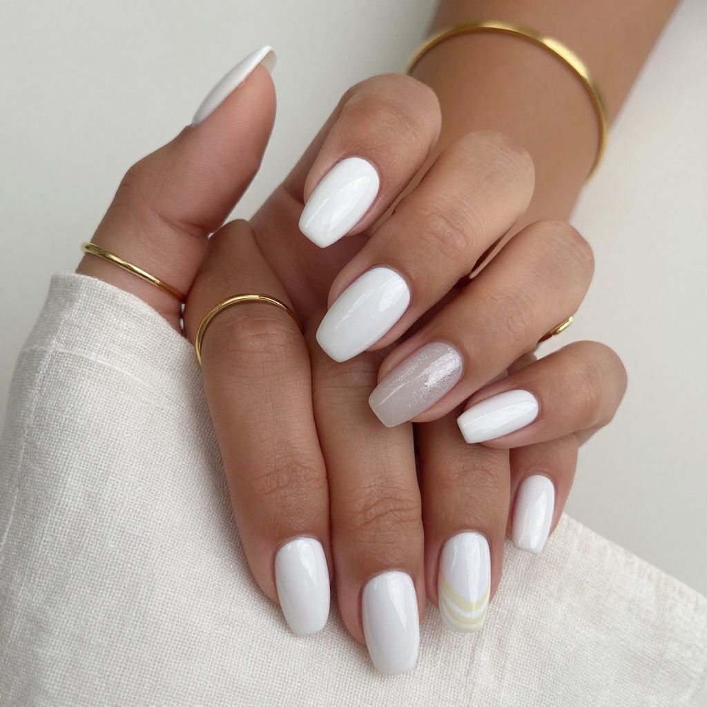 White Linen Almond Nails