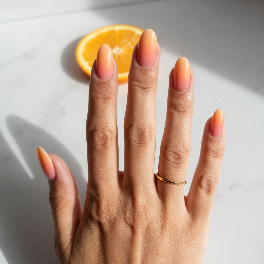 Sunset Ombre Almond Nails