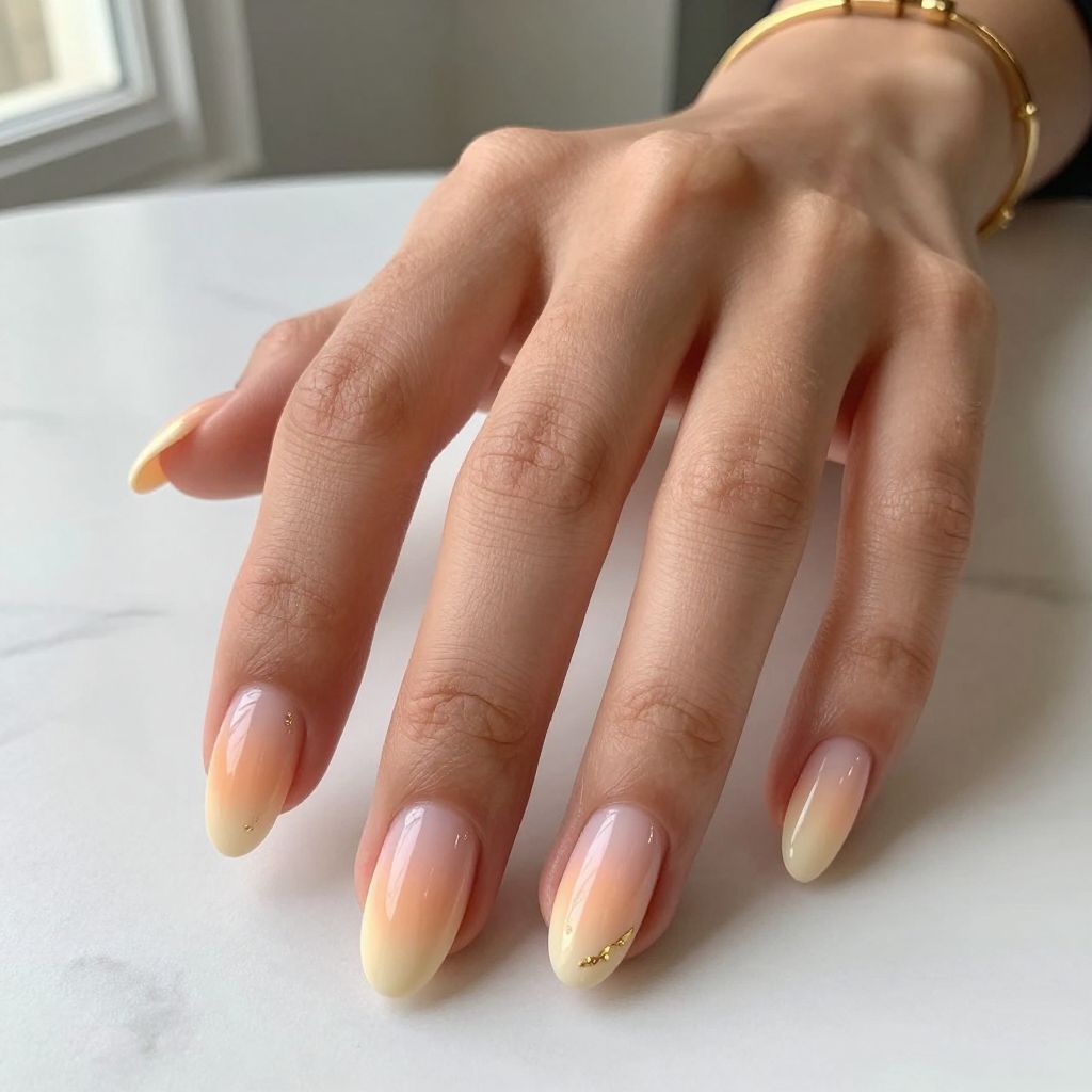 Soft Peach Gradient French Tips