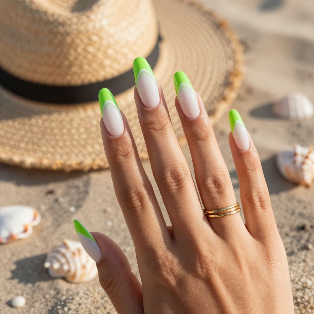 Lime Green Pop French Tips