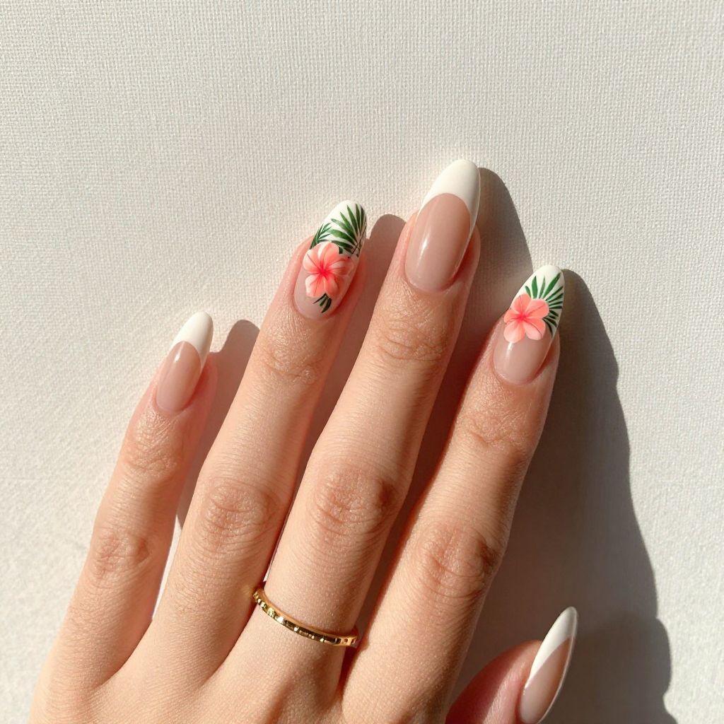 Tropical Flower French Tips