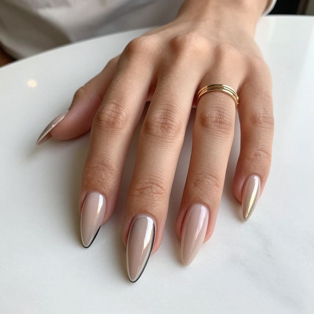 Chrome Silver French Tips