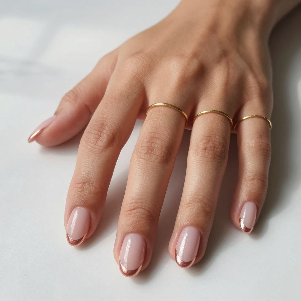 Rose Gold Metallic French Tips