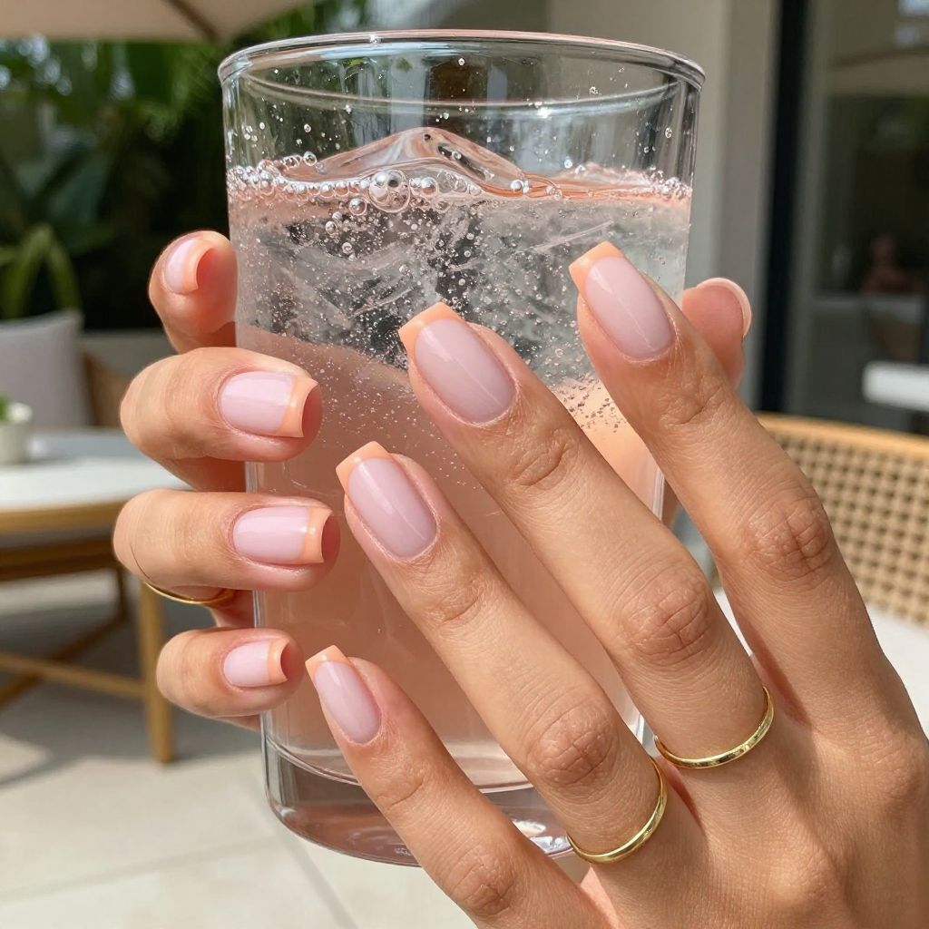 Peach fizz micro french nails
