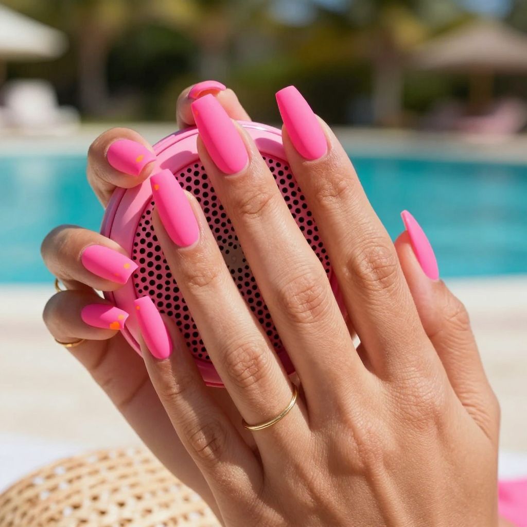 Flamingo pink party nails
