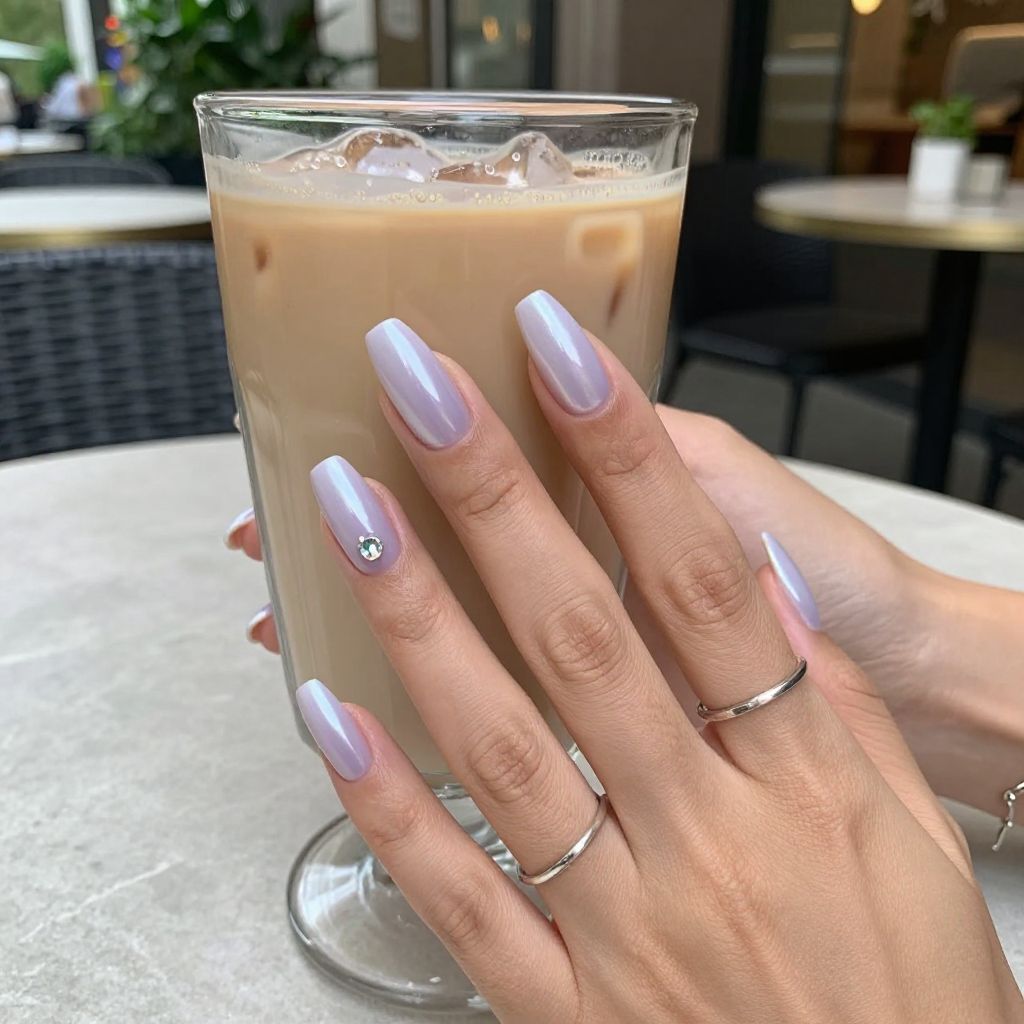 Lavender ice latte nails