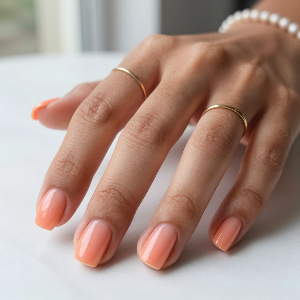 Glossy Peach Square Tips