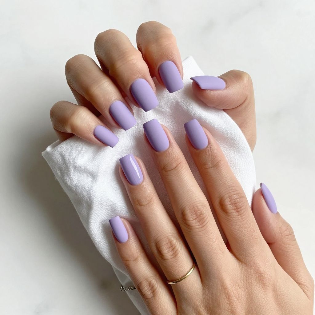 Lavender Square Nails With Matte Top