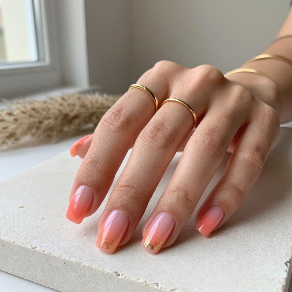 Sunset Ombre Square Nails