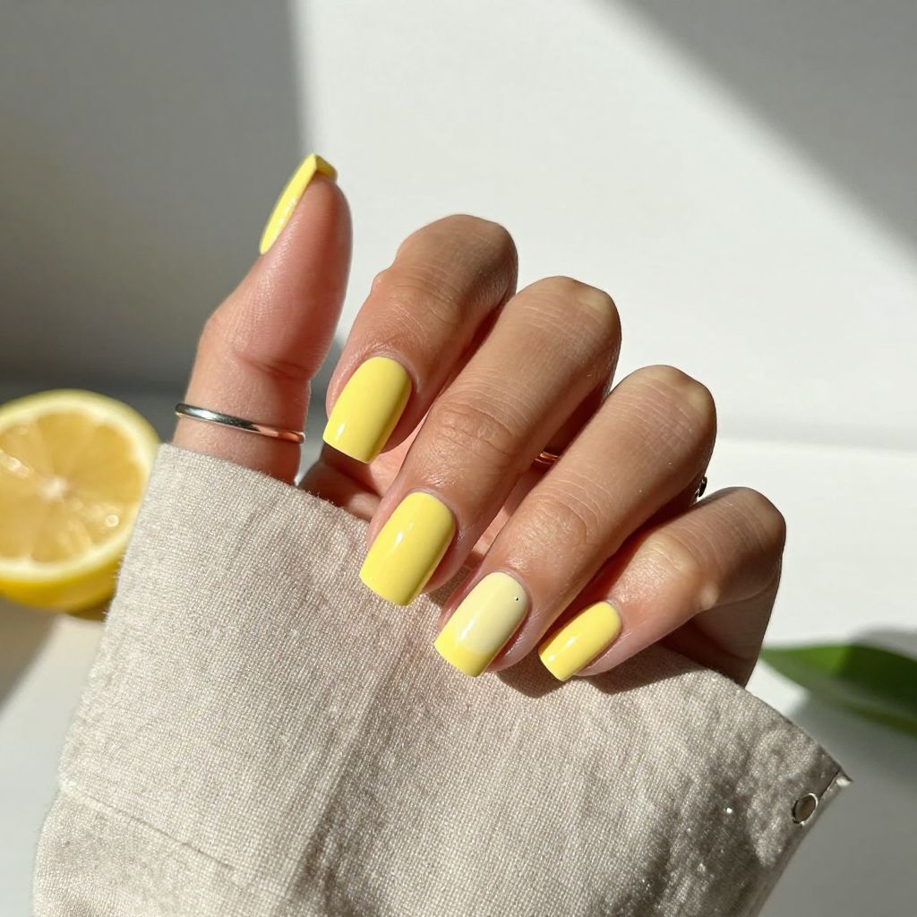 Bright Lemon Square Nails