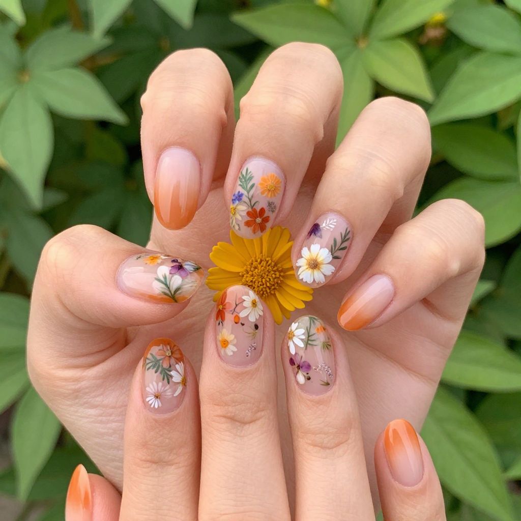 Summer Orange Nail Designs nail idea 12