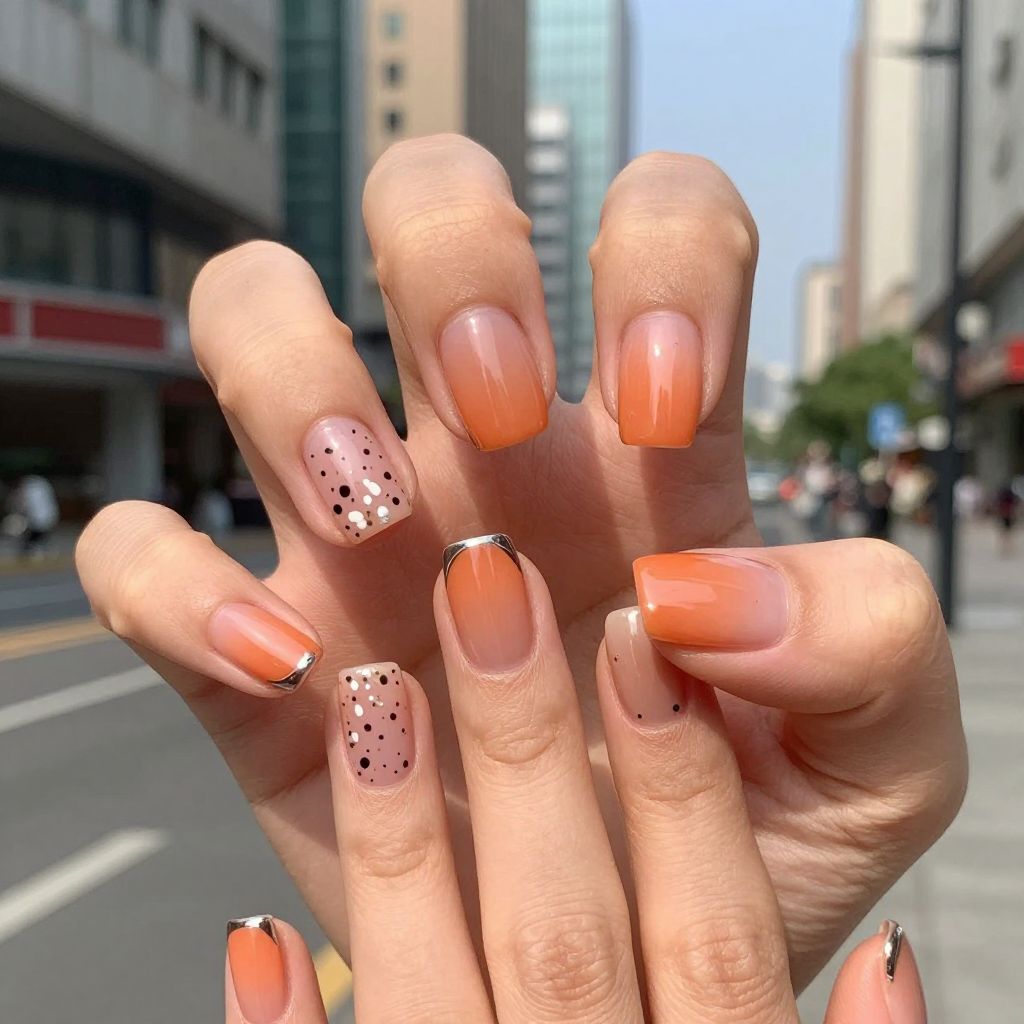 Summer Orange Nail Designs nail idea 13