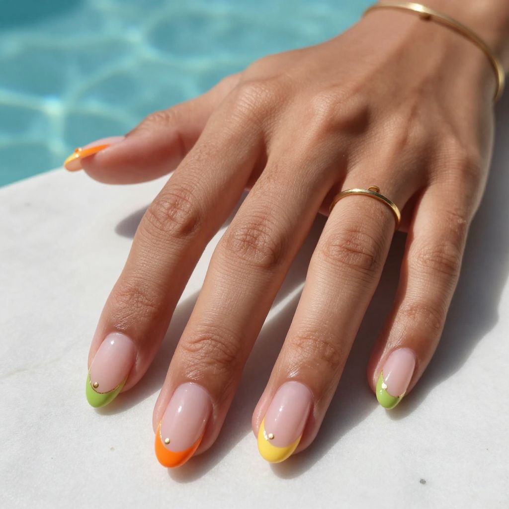 Summer Vacation Nail Ideas - Citrus French Tips