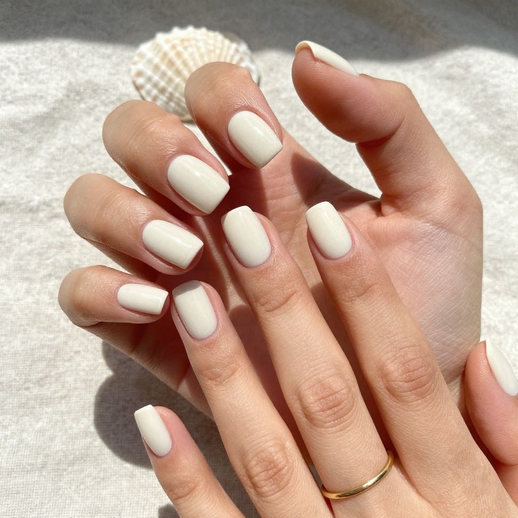 Summer Vacation Nail Ideas - White Sand Minimal Nails