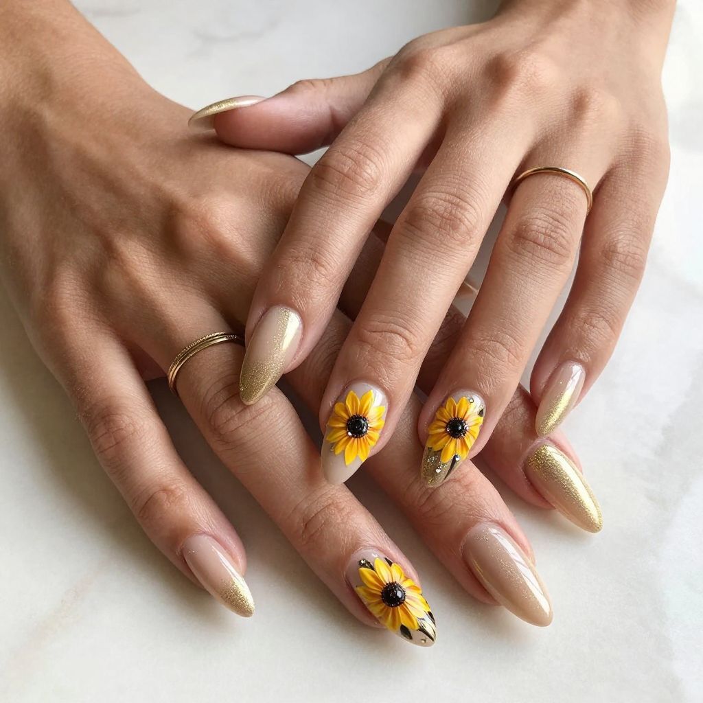 Sunflower Nail Ideas 10