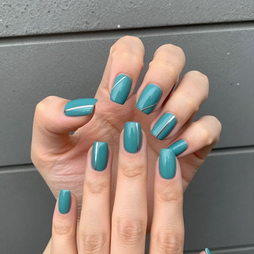 Teal nail idea 12