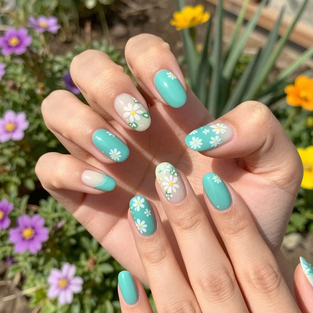 Teal nail idea 8