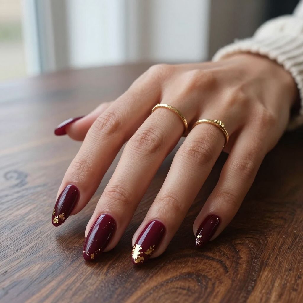 Gold Leaf on Deep Burgundy