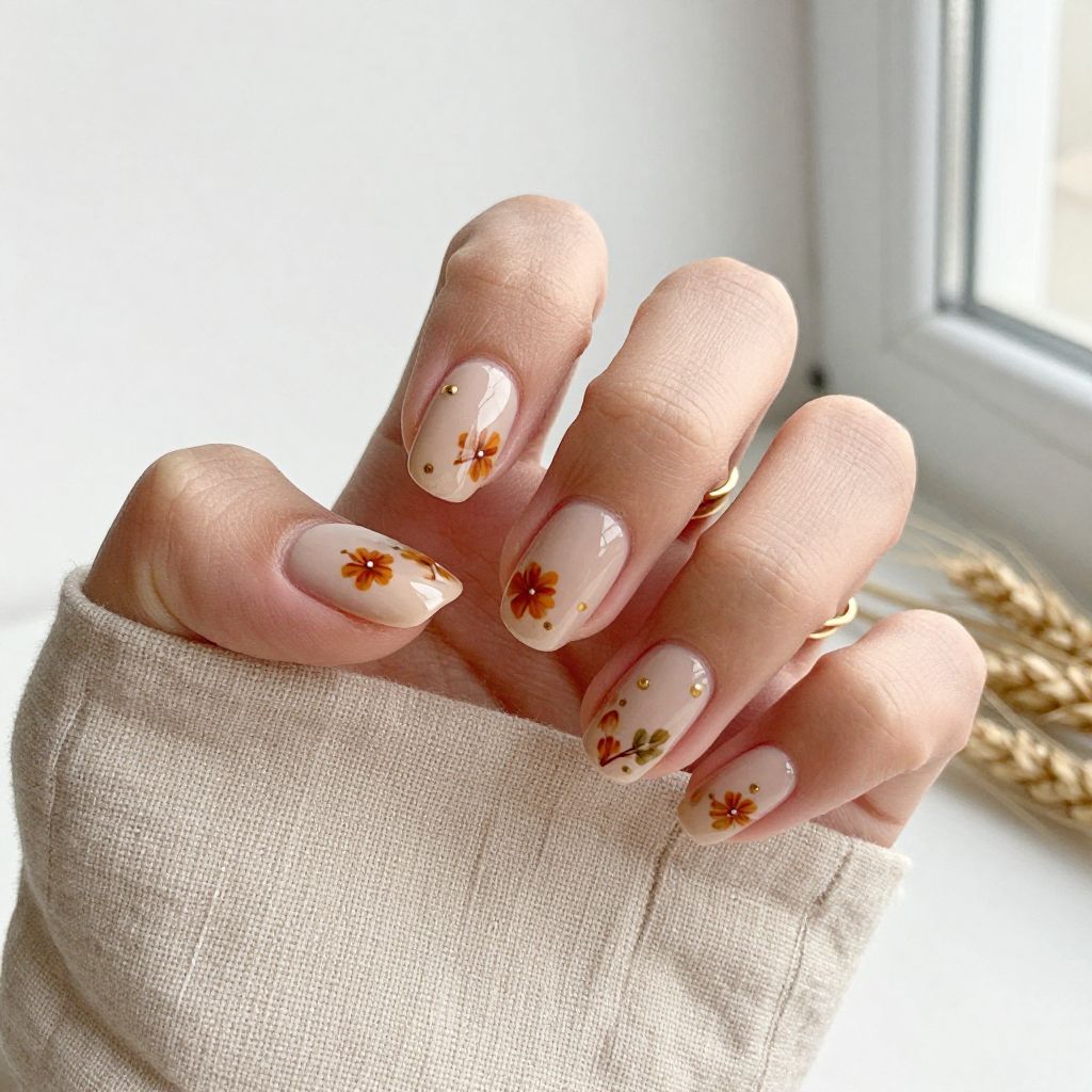 Harvest Floral Accent Nails