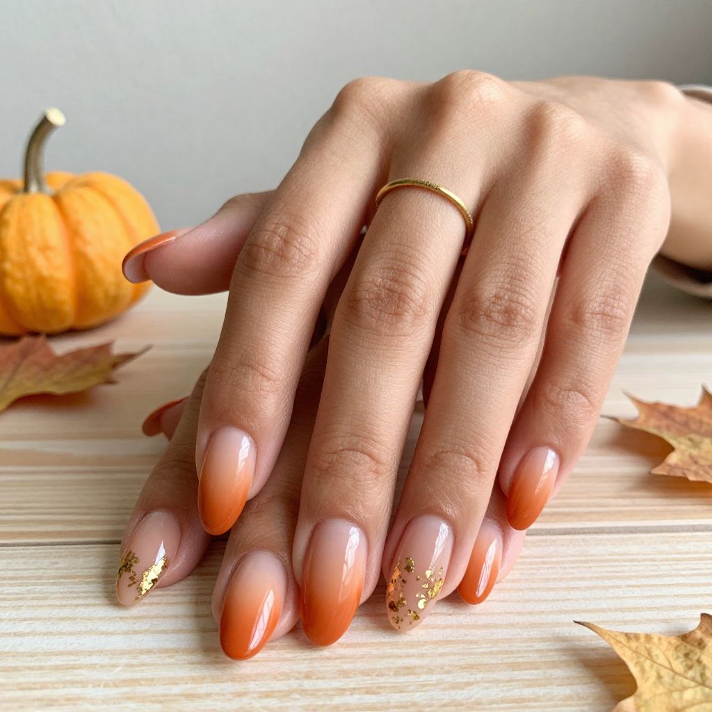 Burnt Orange Ombre with Gold Leaf