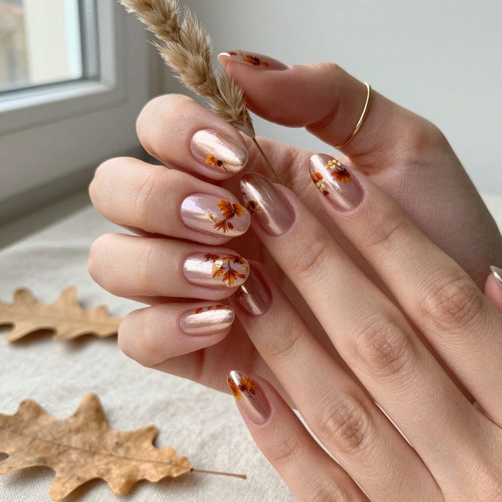 Rose Gold with Pressed Flower Details