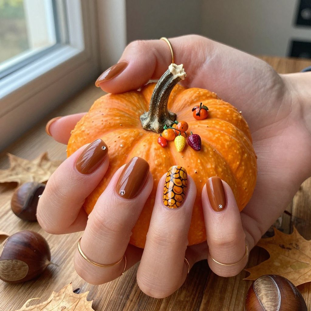 Caramel Brown with Cornucopia Accent