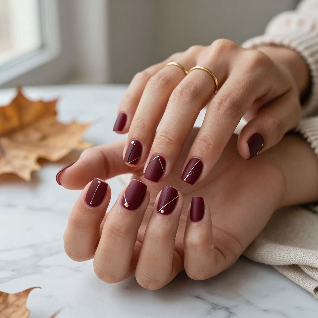 Burgundy Wine with Geometric Gold Lines