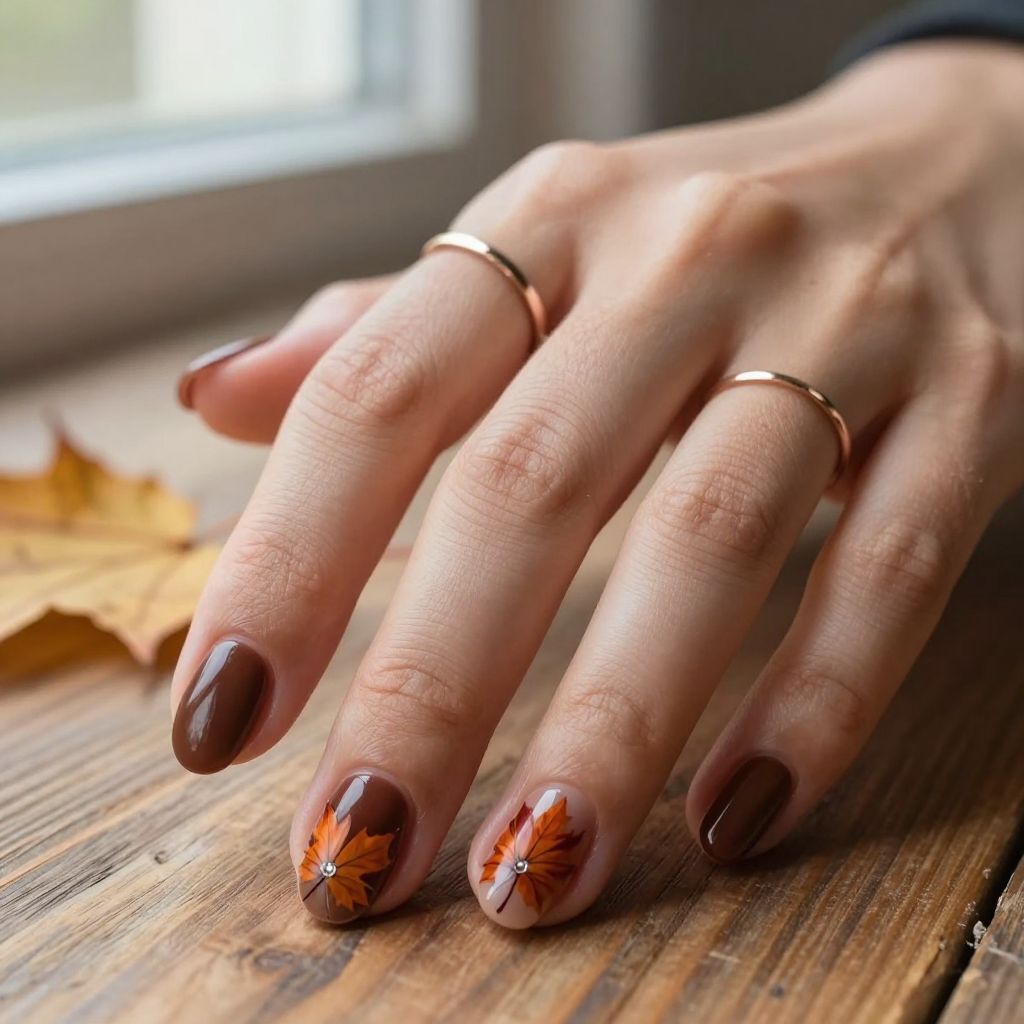 Chocolate Brown with Maple Leaf Accent