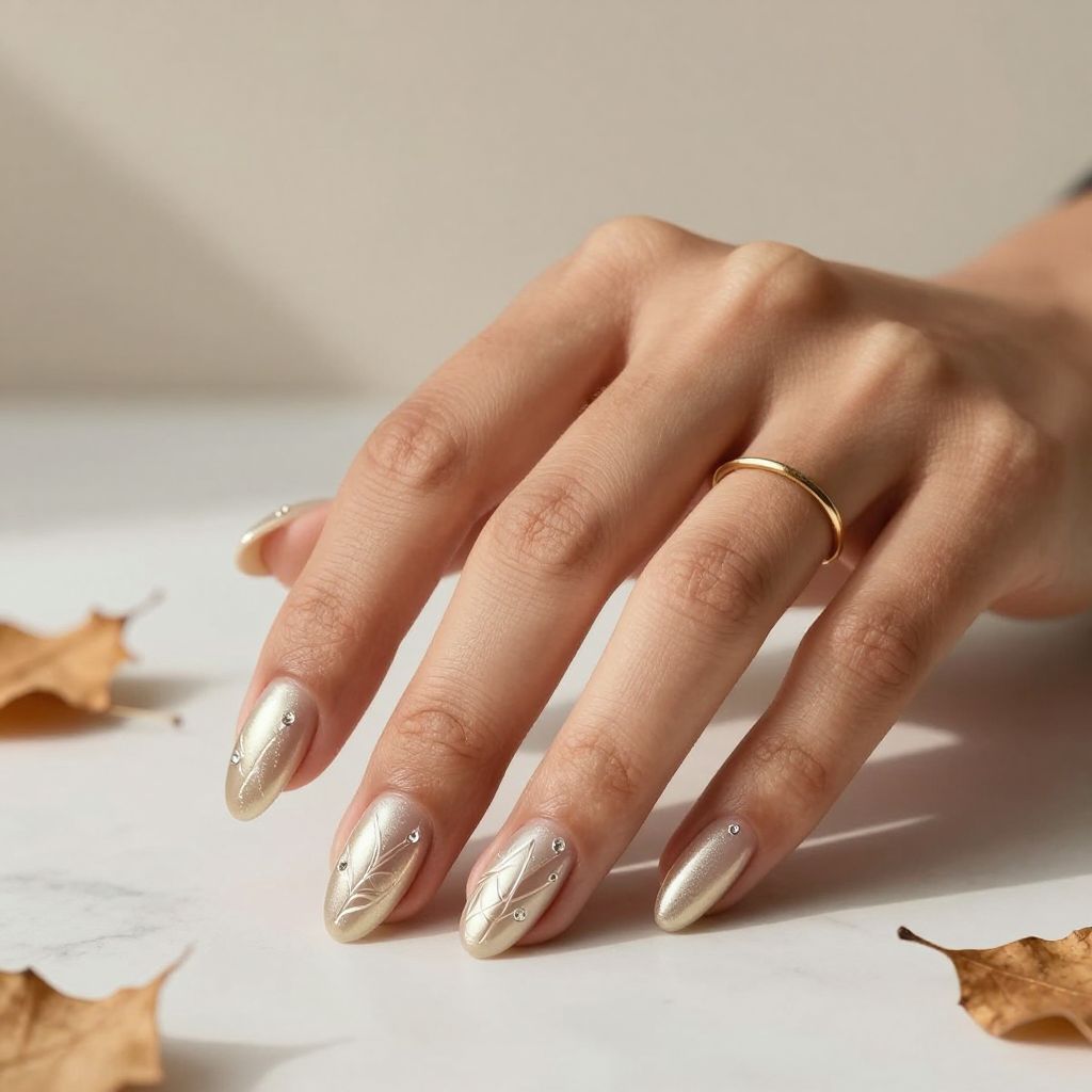Champagne with Negative Space Leaf Pattern