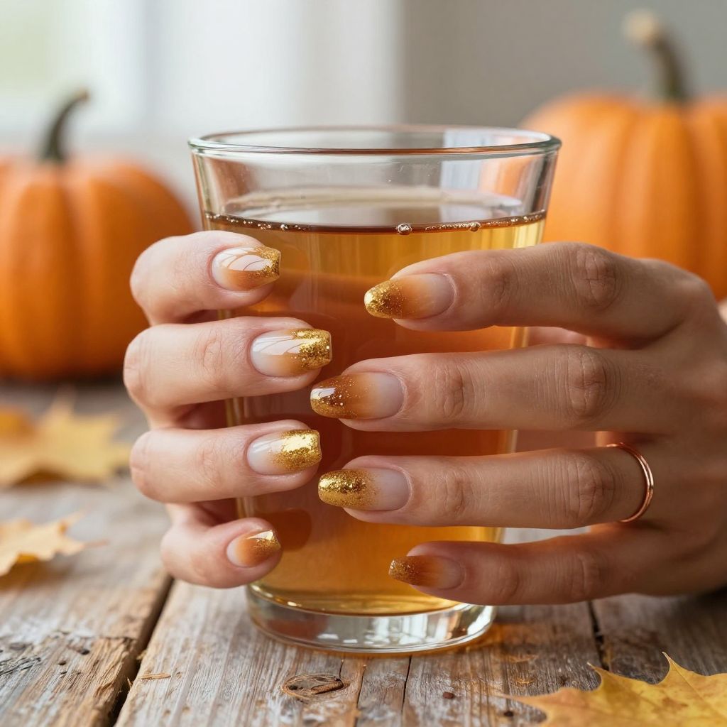 Apple cider ombre Thanksgiving nails