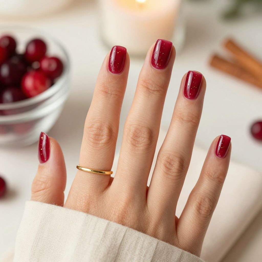 Cranberry jelly finish Thanksgiving nails