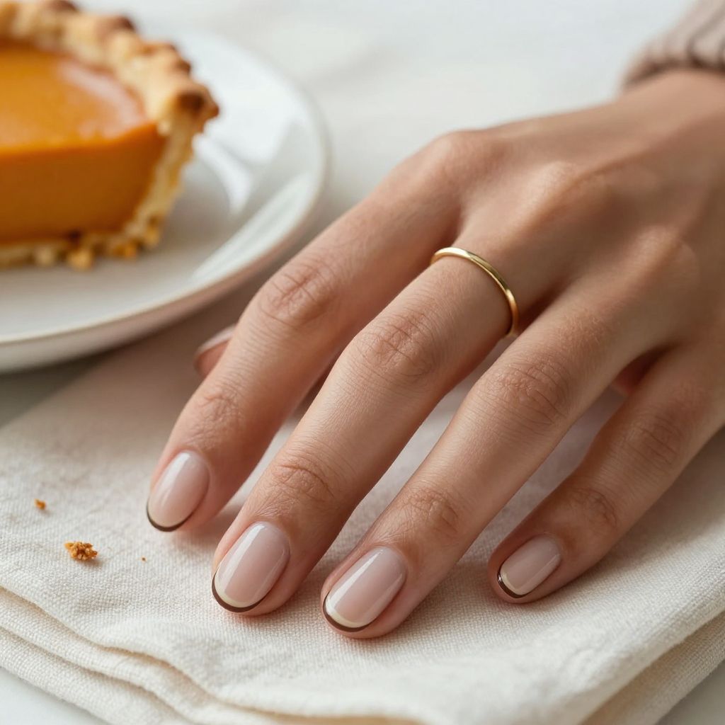Chocolate micro French Thanksgiving nails
