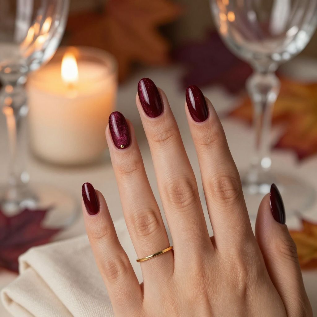 Mulled wine velvet magnetic Thanksgiving nails