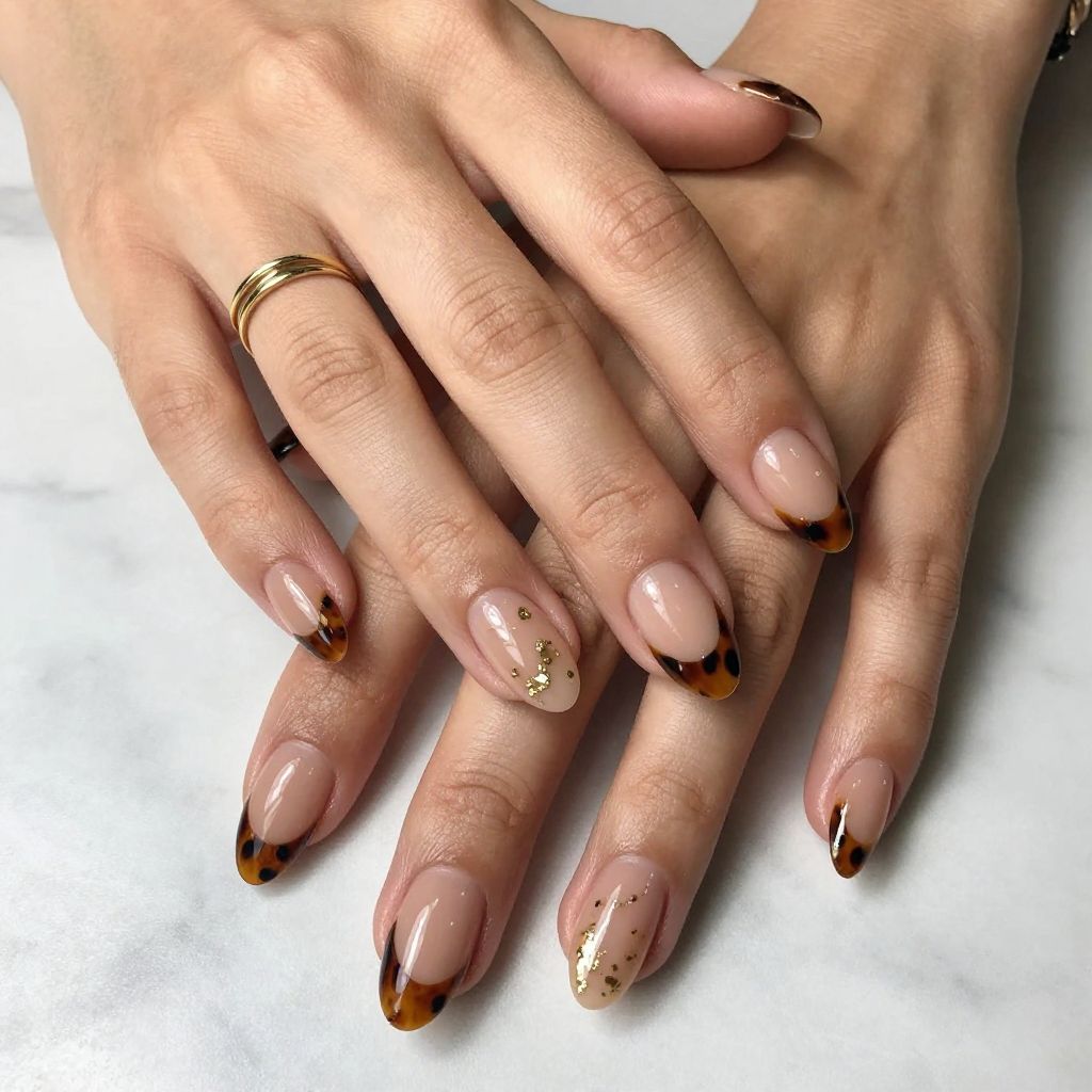 Tortoiseshell Accent Nails