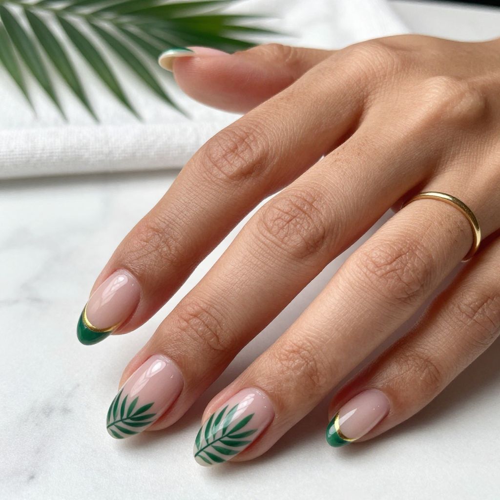 Palm Leaf French Tips