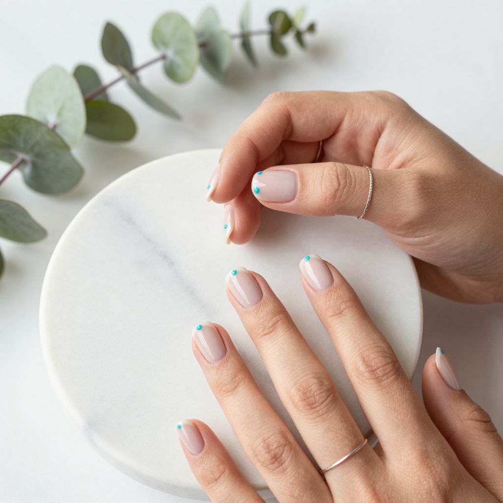 Minimal Turquoise Dot Nails