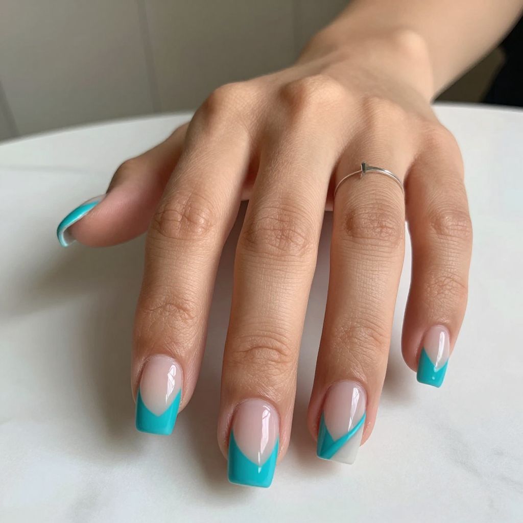 Turquoise Negative Space Nails