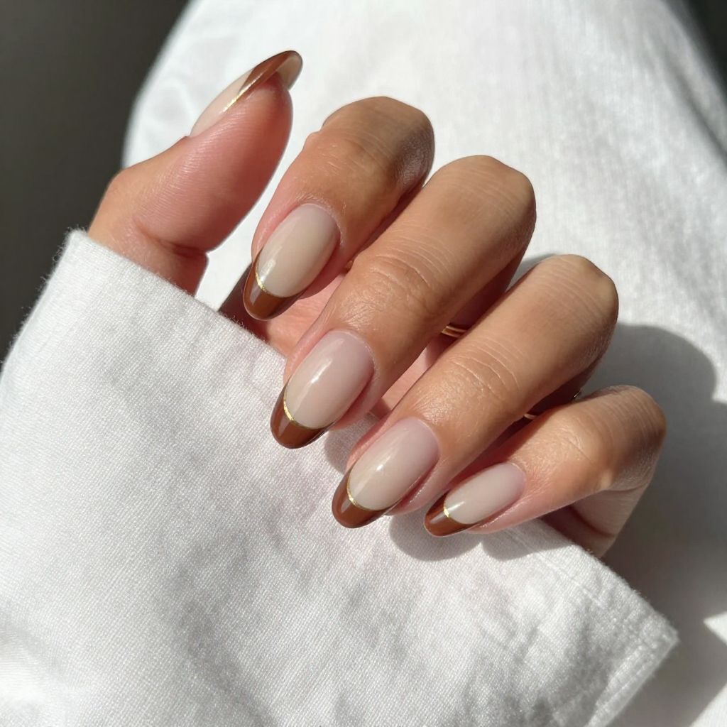 Cream and Cocoa French Tips
